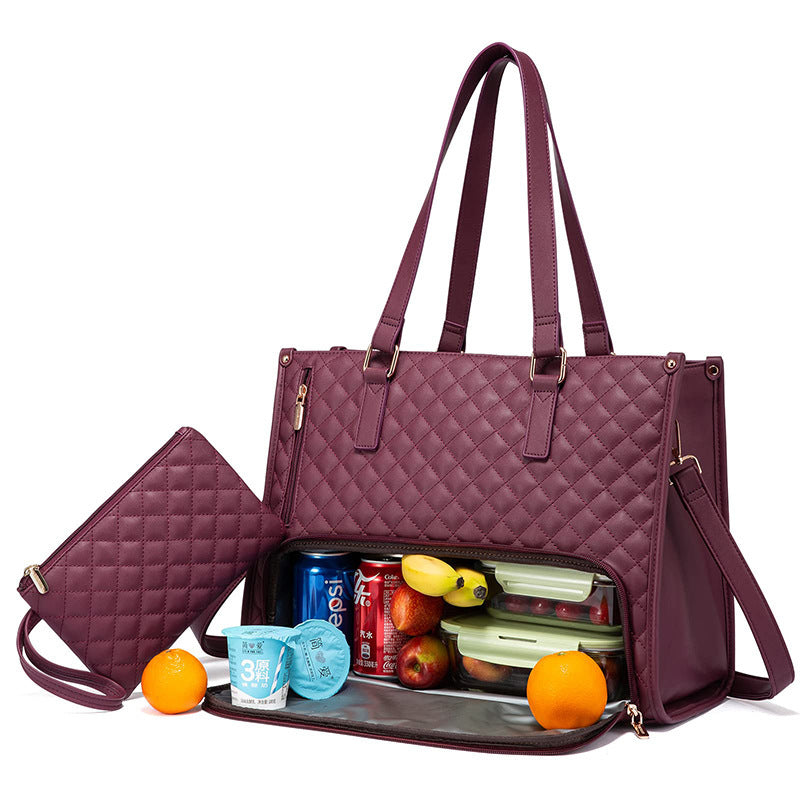 2-in-1 Quilted Laptop & Lunch Tote with Wallet