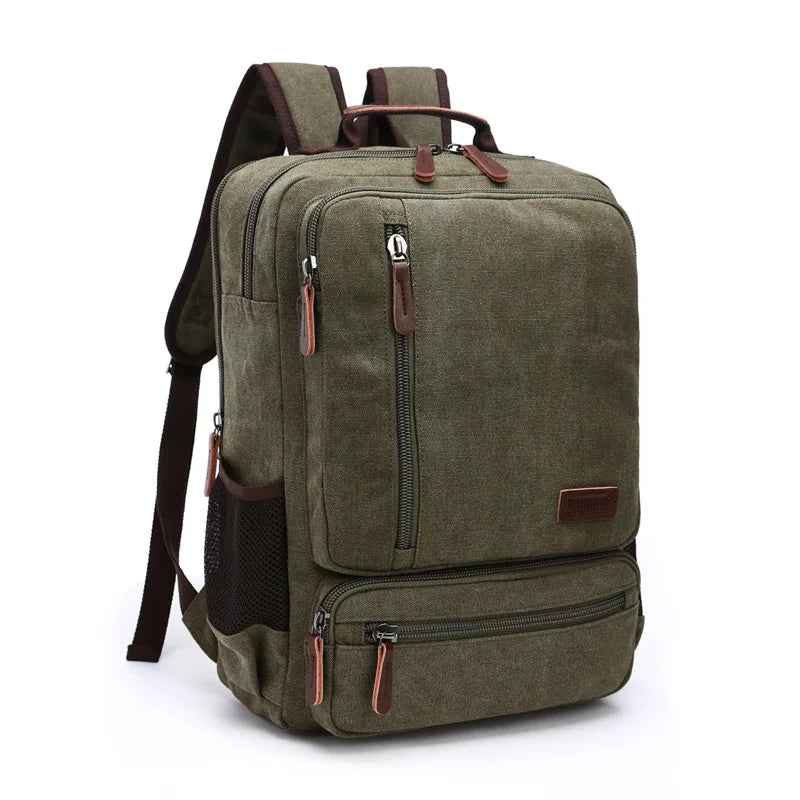 Vintage Canvas Backpack for Men – Large Capacity Laptop Bag