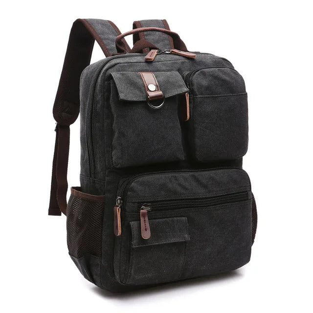 Canvas Laptop Backpack - Vintage School & Work Bag