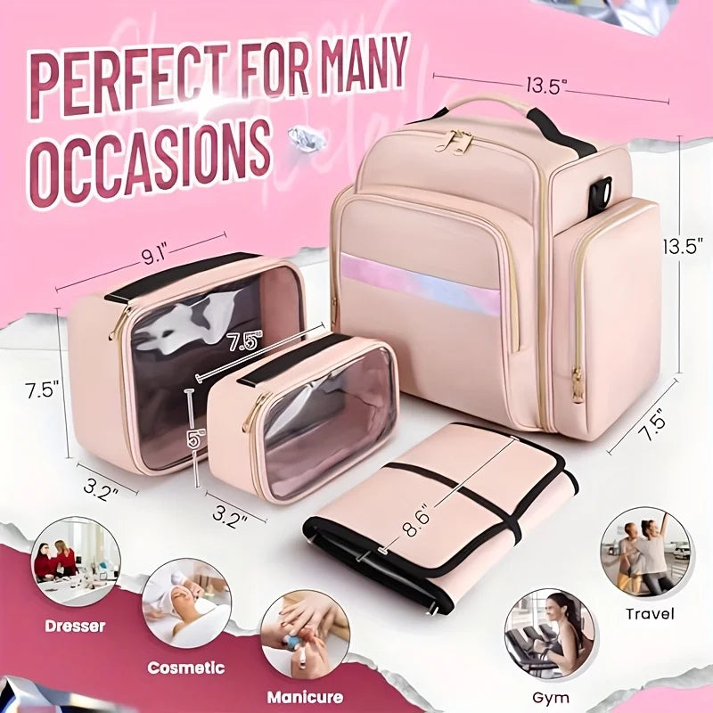 Women's Multi-Layer Travel Cosmetic Bag – Jewellery & Makeup Organiser