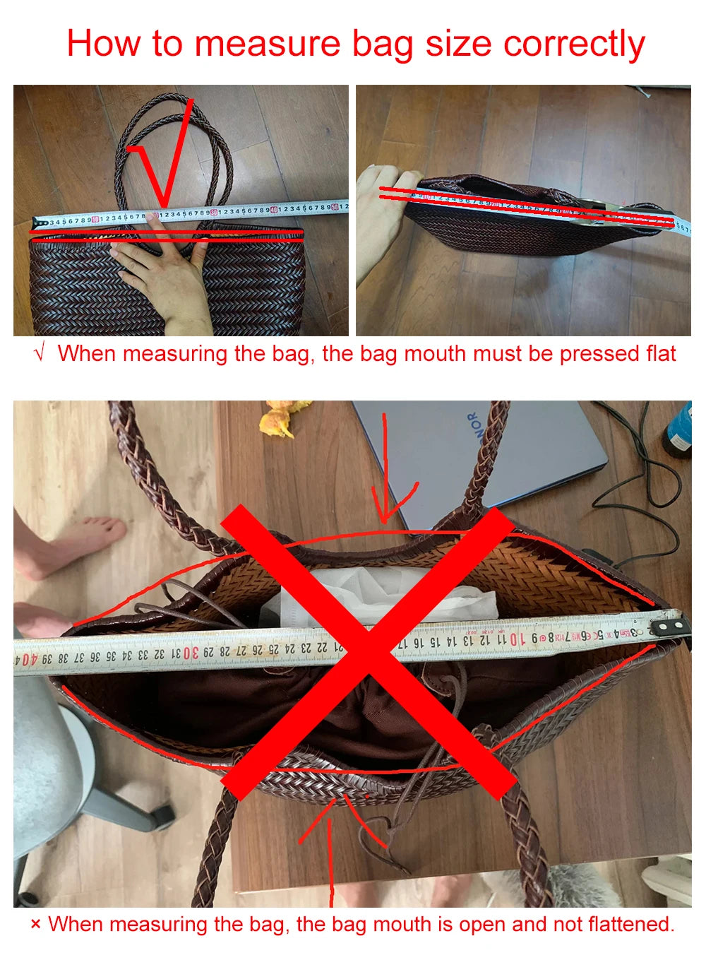 Genuine Leather Woven Tote Bag - Handcrafted Shoulder Bag for Women