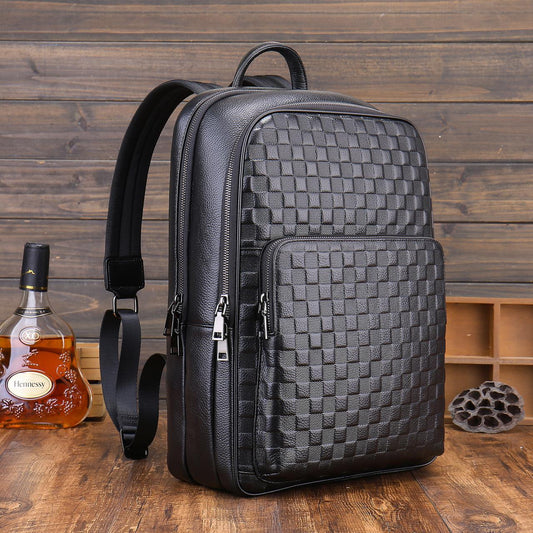 Men's Genuine Leather Business Backpack - Anti-Theft Commuter Bag