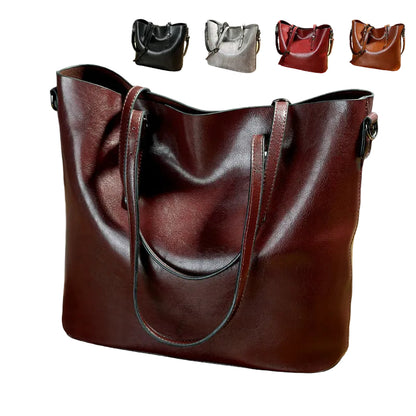 Oil Wax Leather Tote Bag - Classic Messenger Style