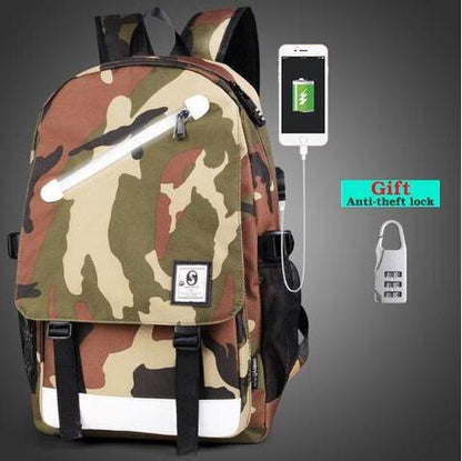 Glow in the Dark USB Backpack - Luminous Charging Travel Bag