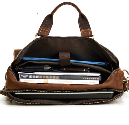 Genuine Leather Briefcase - 15.6" Laptop Bag for Men