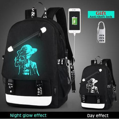 Glow in the Dark USB Backpack - Luminous Charging Travel Bag