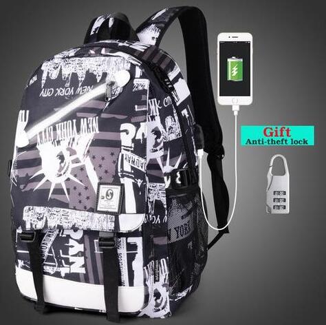 Glow in the Dark USB Backpack - Luminous Charging Travel Bag