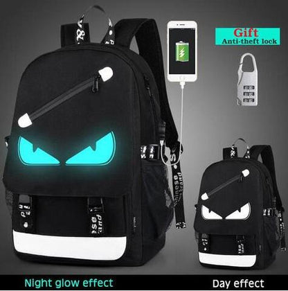 Glow in the Dark USB Backpack - Luminous Charging Travel Bag
