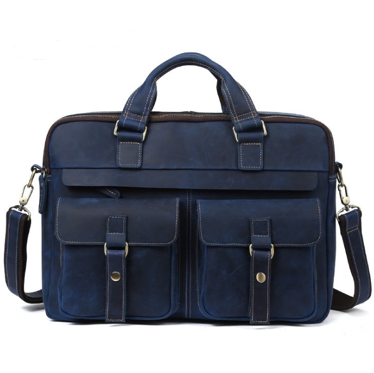 Genuine Leather Briefcase - 15.6" Laptop Bag for Men