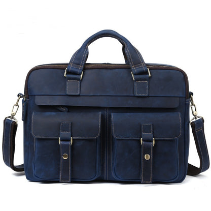 Genuine Leather Briefcase - 15.6" Laptop Bag for Men