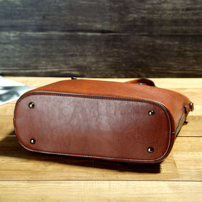 Oil Wax Leather Tote Bag - Classic Messenger Style