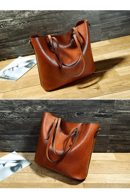 Oil Wax Leather Tote Bag - Classic Messenger Style