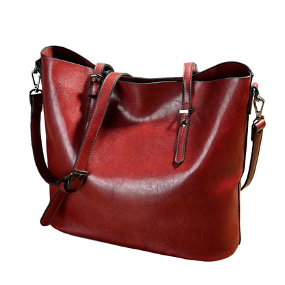 Oil Wax Leather Tote Bag - Classic Messenger Style