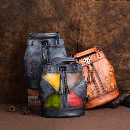 Women's Premium Leather Bucket Bag - Designer Handbag