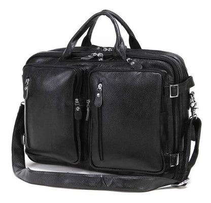 Premium Leather Men's Briefcase - Large Capacity Work Bag