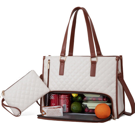 2-in-1 Quilted Laptop & Lunch Tote with Wallet
