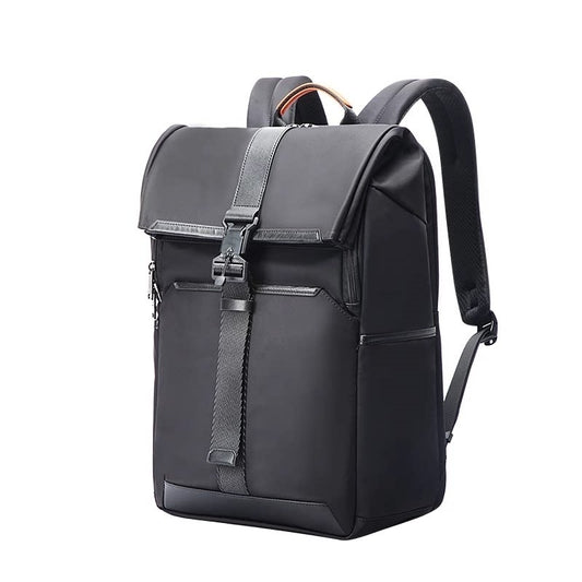black and leather trans backpack Trappola woven canvas interior Laptop Backpack Trans Backpack Black