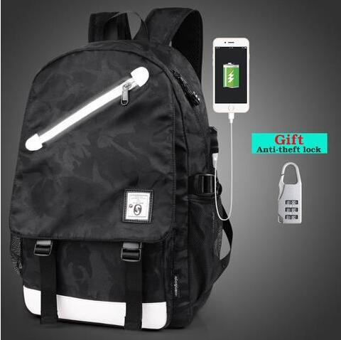 Glow in the Dark USB Backpack - Luminous Charging Travel Bag