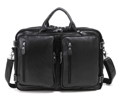 Premium Leather Men's Briefcase - Large Capacity Work Bag