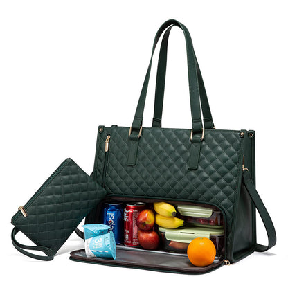 2-in-1 Quilted Laptop & Lunch Tote with Wallet
