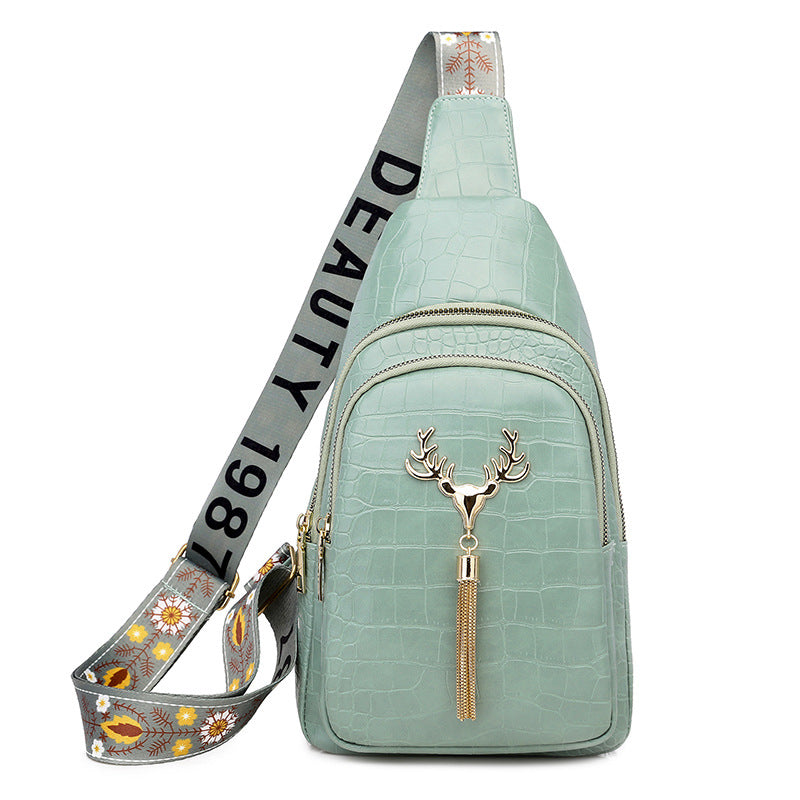 Urban Minimalist Crossbody Sling Bag with Deer Tassel