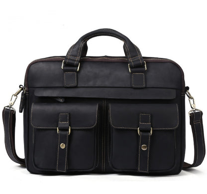 Genuine Leather Briefcase - 15.6" Laptop Bag for Men