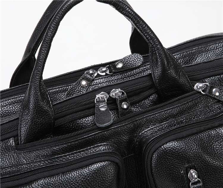 Premium Leather Men's Briefcase - Large Capacity Work Bag