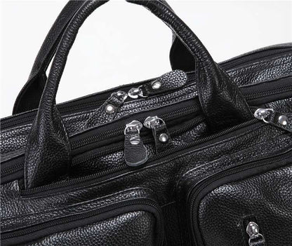 Premium Leather Men's Briefcase - Large Capacity Work Bag