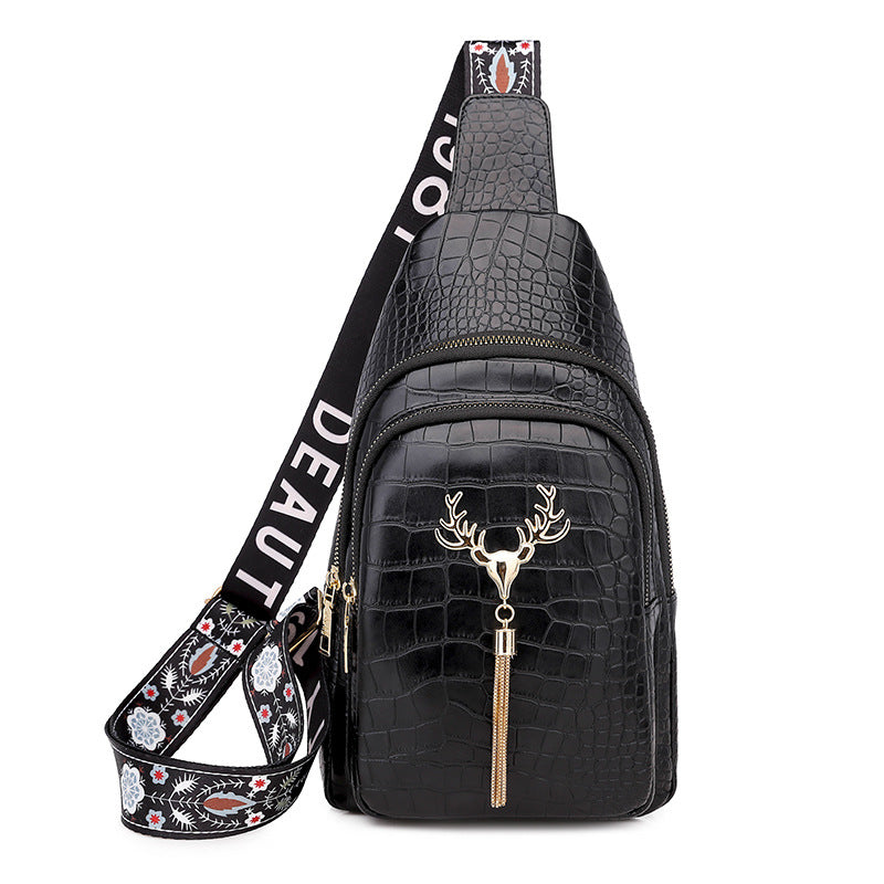 Urban Minimalist Crossbody Sling Bag with Deer Tassel