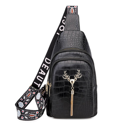 Urban Minimalist Crossbody Sling Bag with Deer Tassel