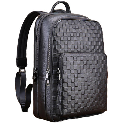 Men's Genuine Leather Business Backpack - Anti-Theft Commuter Bag