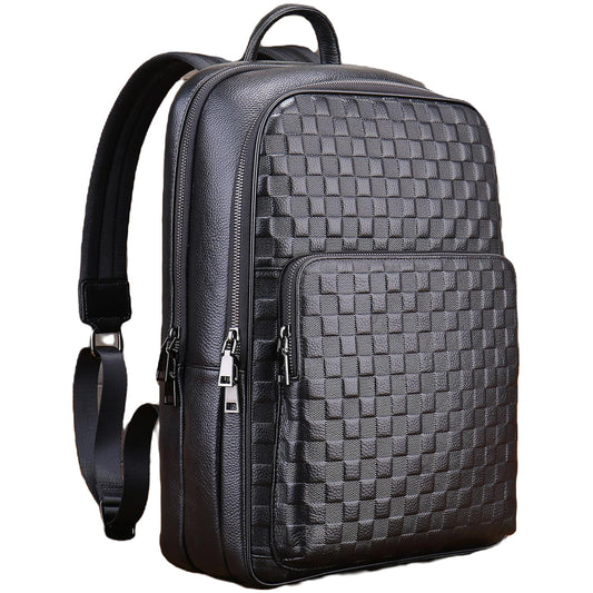 Men's Genuine Leather Business Backpack - Anti-Theft Commuter Bag