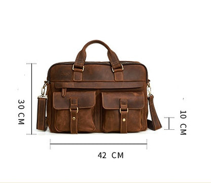 Genuine Leather Briefcase - 15.6" Laptop Bag for Men