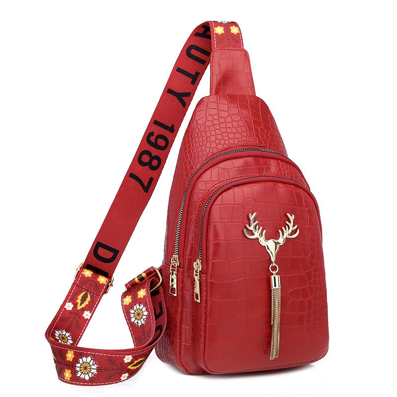 Urban Minimalist Crossbody Sling Bag with Deer Tassel