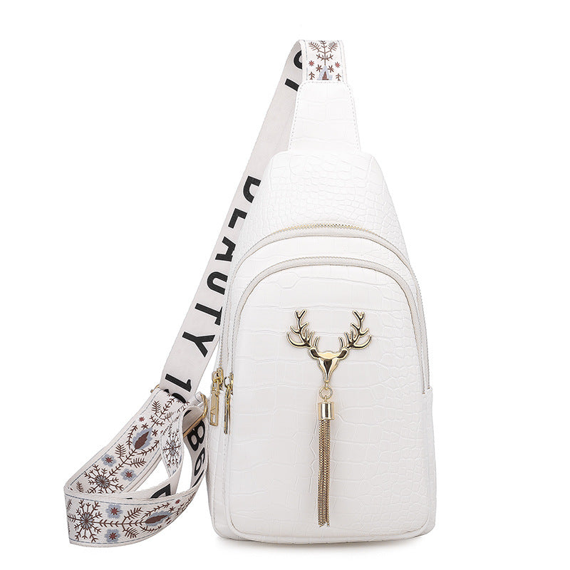 Urban Minimalist Crossbody Sling Bag with Deer Tassel