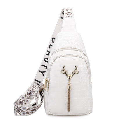 Urban Minimalist Crossbody Sling Bag with Deer Tassel