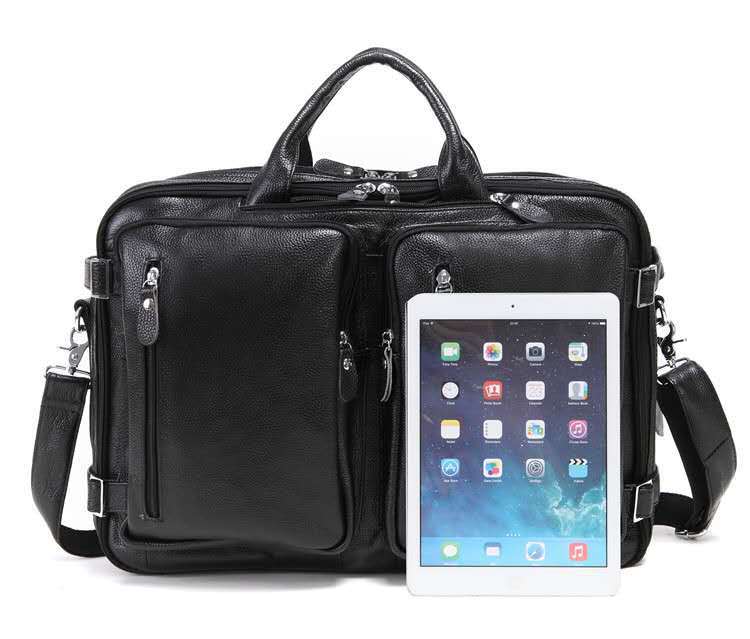 Premium Leather Men's Briefcase - Large Capacity Work Bag