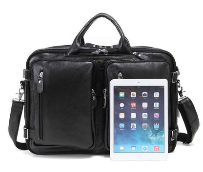 Premium Leather Men's Briefcase - Large Capacity Work Bag