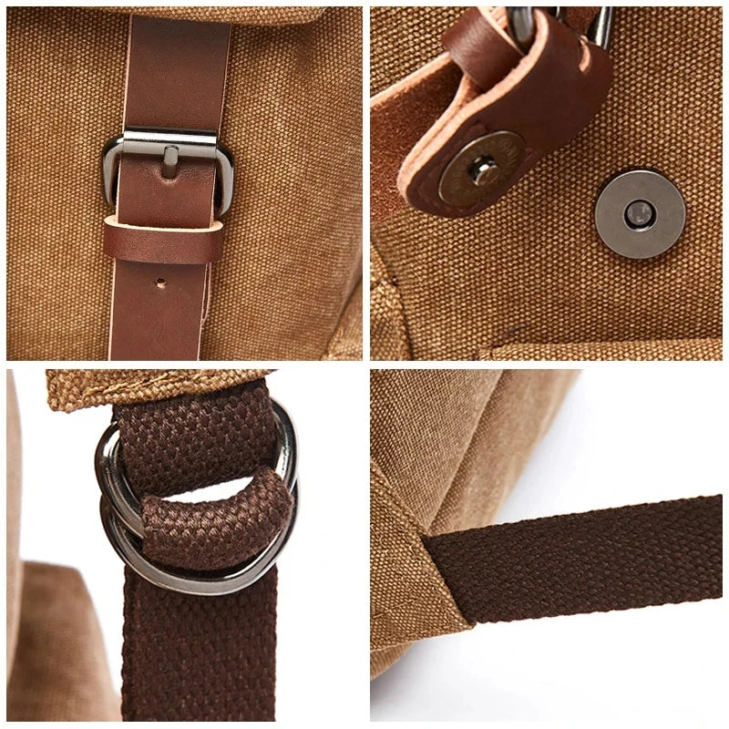 Vintage Canvas Laptop Backpack – Anti-Theft Travel Bag