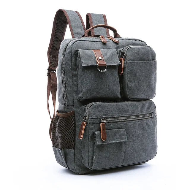 Canvas Laptop Backpack - Vintage School & Work Bag