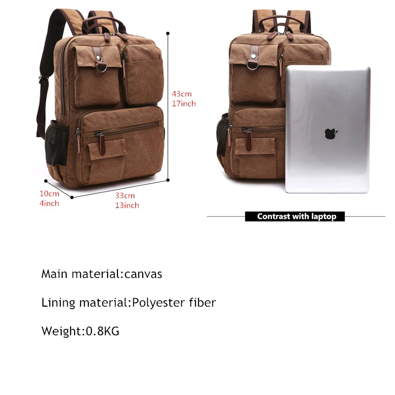 Canvas Laptop Backpack - Vintage School & Work Bag