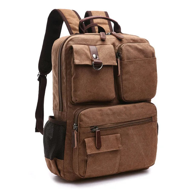 Canvas Laptop Backpack - Vintage School & Work Bag