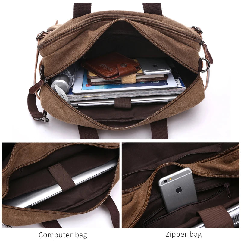 Canvas Briefcase for Men – Business Laptop Messenger Bag