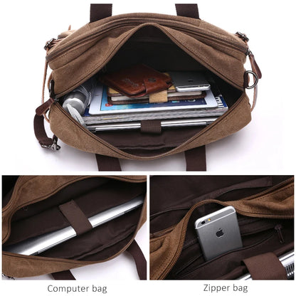 Canvas Briefcase for Men – Business Laptop Messenger Bag