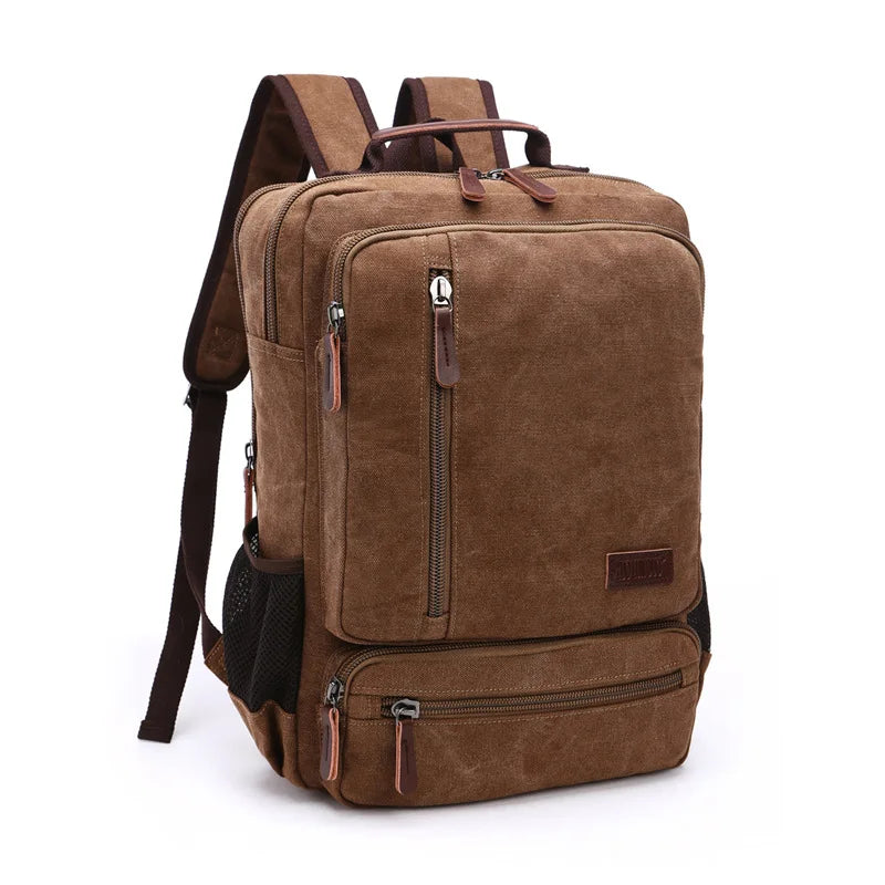 Vintage Canvas Backpack for Men – Large Capacity Laptop Bag