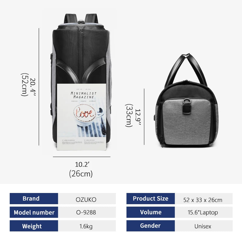Waterproof Travel Duffel Bag with Shoe Compartment