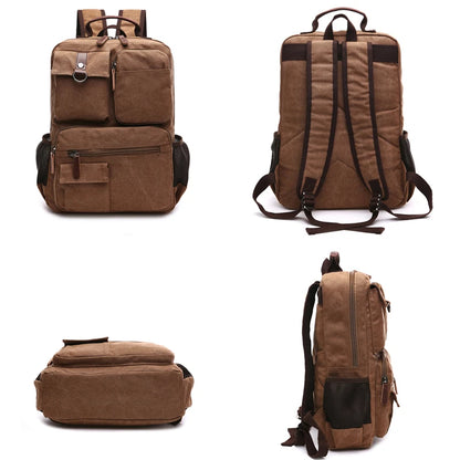 Canvas Laptop Backpack - Vintage School & Work Bag