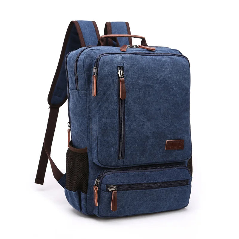 Vintage Canvas Backpack for Men – Large Capacity Laptop Bag