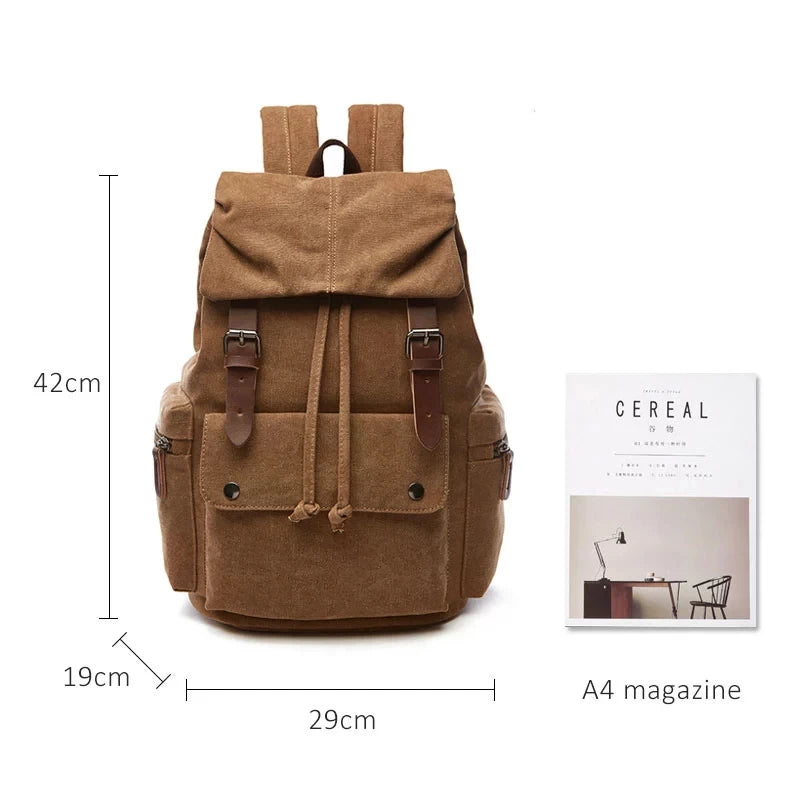Vintage Canvas Laptop Backpack – Anti-Theft Travel Bag