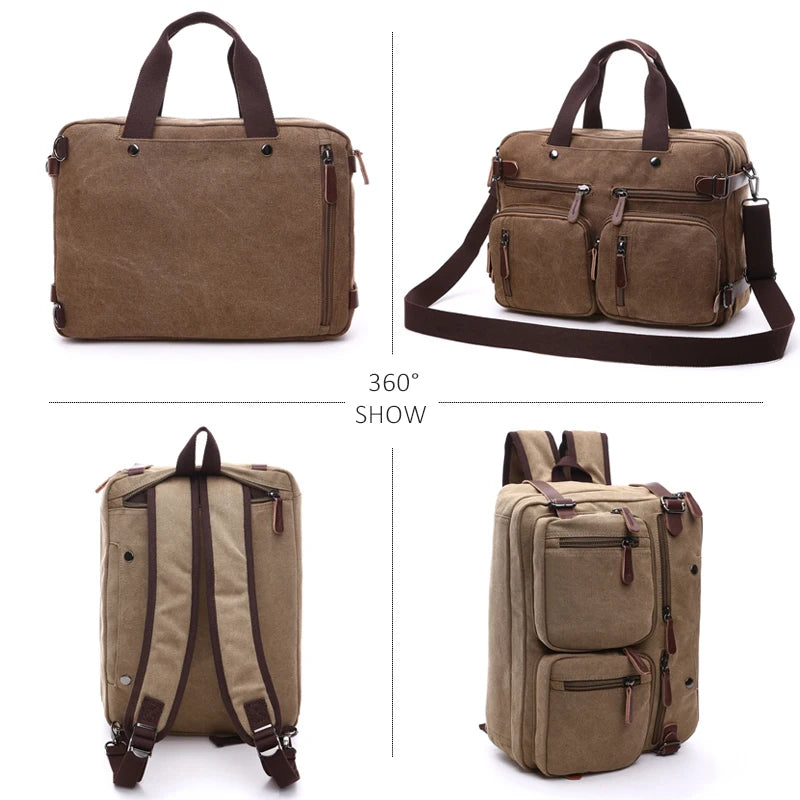 Canvas Briefcase for Men – Business Laptop Messenger Bag